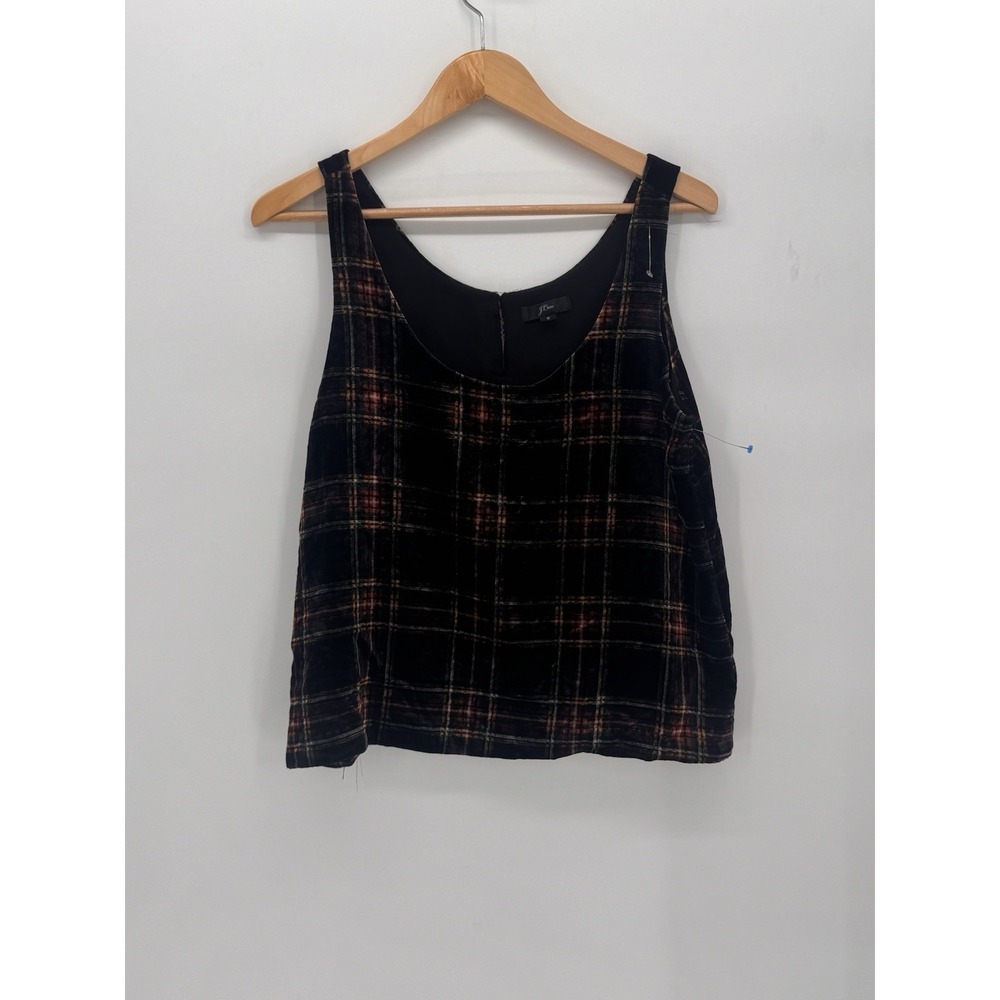 J.Crew Velvet‎ Plaid Tank Top Women's Size 8 Sleeveless Holiday Grunge Y2K Witch